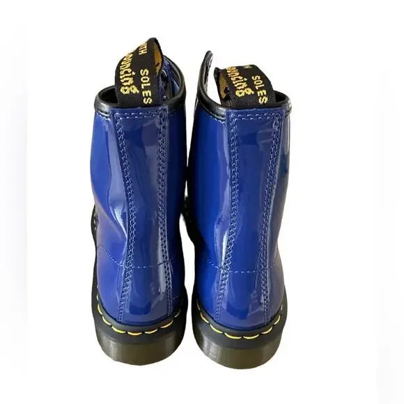 New ! Women's Dr. Martens 1460 Patent Leather Lace Up Boots Blue Lucido, size 6 - Picture 5 of 9